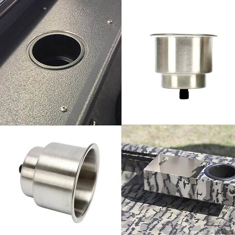 Haida 4pcs Stainless Steel Cup Drink Holder with Drain Marine Boat RV Camper Universal Drinks Holders for Marine Yacht Truck RV - Image 5